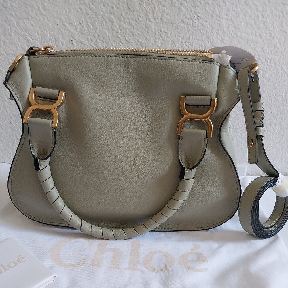 Chloe Small Marcie Grained Leather Crossbody Bag Faded Green - Picture 9 of 10